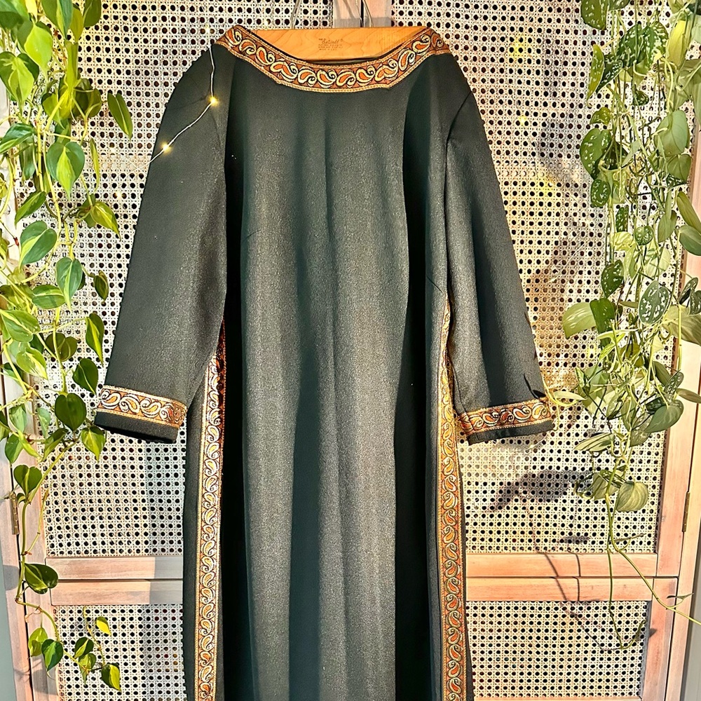 Vintage Designer Dress Black with Gold Detail - Size Large